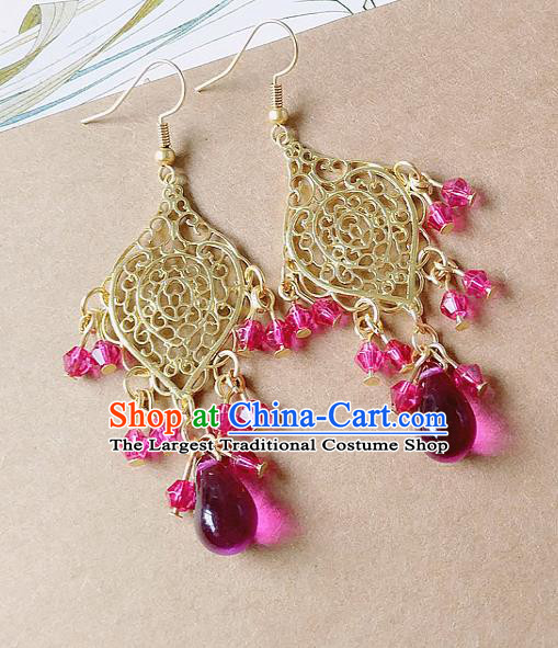 Chinese Ancient Hanfu Jewelry Accessories Traditional Palace Queen Earrings for Women