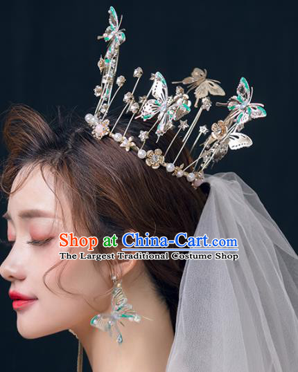 Top Grade Wedding Hair Accessories Traditional Baroque Bride Butterfly Royal Crown for Women