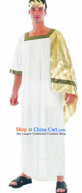 Traditional Greece Costume Ancient Greek Prince White Clothing for Men