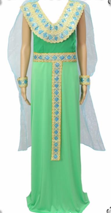 Traditional Egypt Priestess Costume Ancient Egypt Queen Green Dress for Women