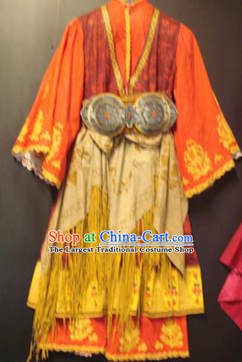 Traditional Greek Festival Costume Strophion Orange Peplos Ancient Greece Goddess Dress for Women