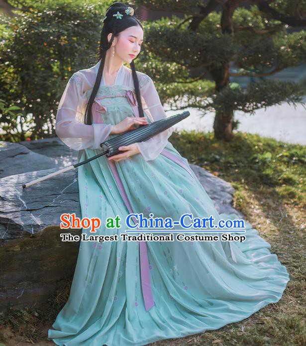 Chinese Ancient Palace Traditional Green Hanfu Dress Tang Dynasty Princess Historical Costume for Women