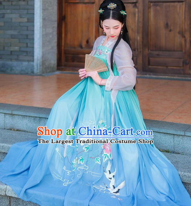 Chinese Ancient Palace Embroidered Hanfu Dress Traditional Tang Dynasty Princess Historical Costume for Women