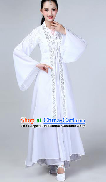 Chinese Traditional Stage Performance Dance Costume Classical Dance White Dress for Women