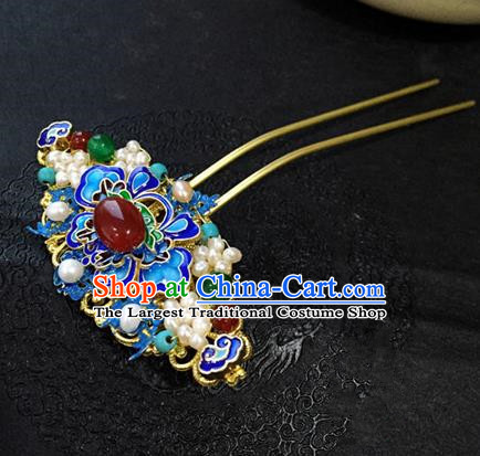 Chinese Ancient Handmade Blueing Agate Hairpins Traditional Classical Hair Accessories for Women