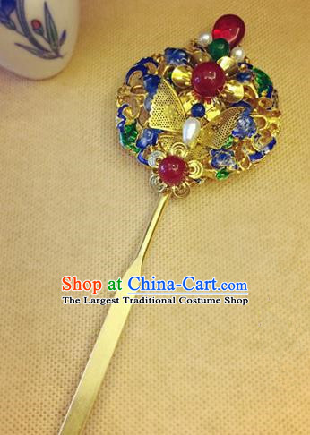 Chinese Ancient Handmade Pearls Blueing Hairpins Traditional Classical Hair Accessories for Women