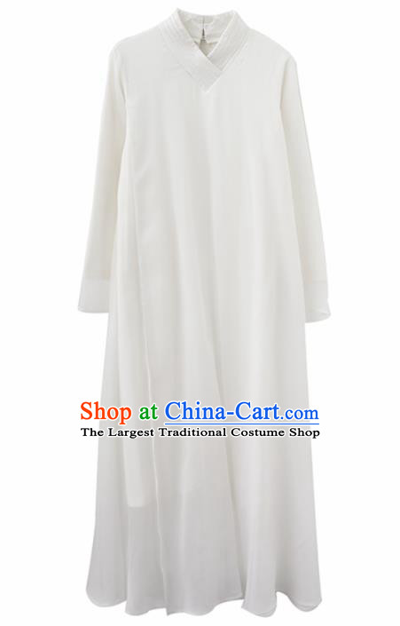 Chinese National Costume Traditional Cheongsam Classical White Qipao Dress for Women