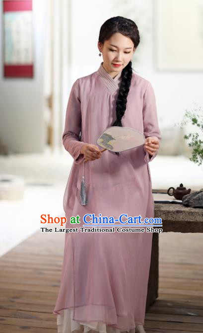 Chinese National Costume Traditional Cheongsam Classical Violet Qipao Dress for Women