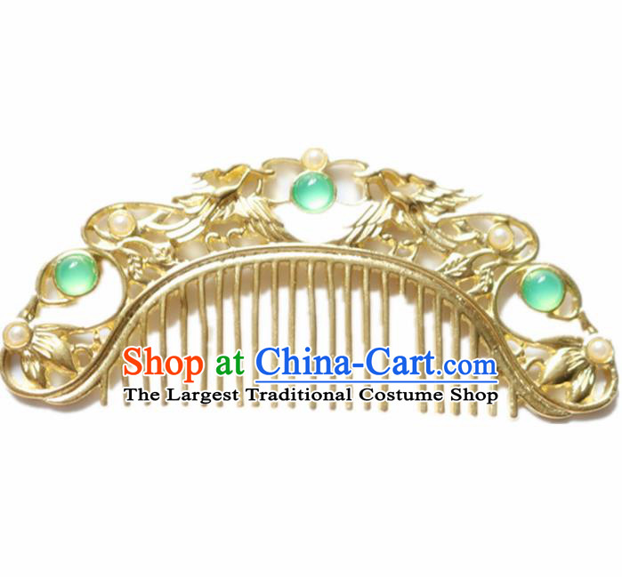 Chinese Ancient Traditional Handmade Golden Hair Comb Classical Hair Accessories for Women