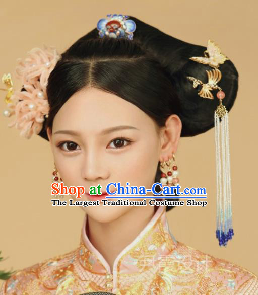 Top Grade Chinese Ancient Palace Queen Velvet Hairpins Traditional Hair Accessories Headdress for Women