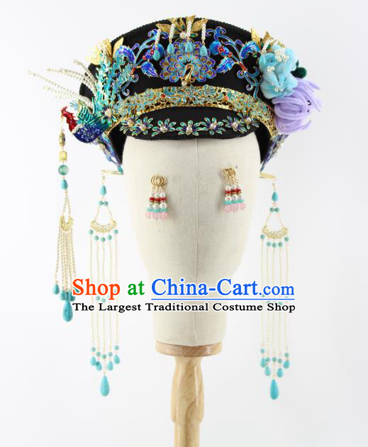 Chinese Ancient Qing Dynasty Queen Phoenix Coronet Hairpins Traditional Palace Hair Accessories Headdress for Women