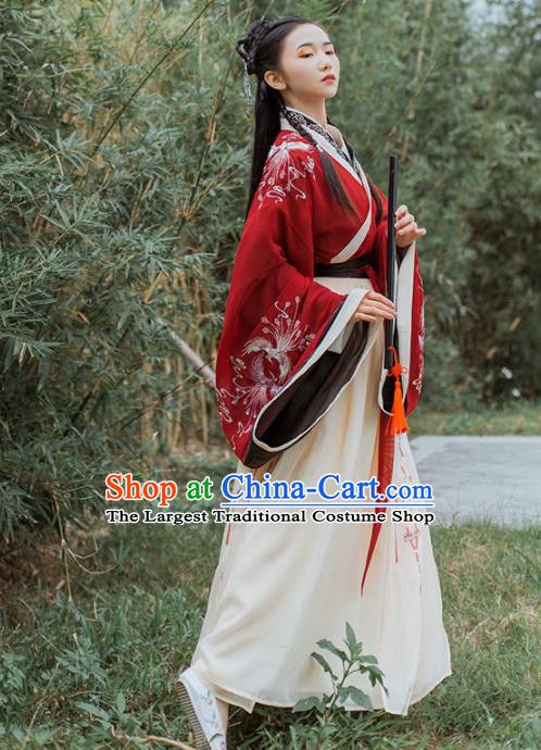 Chinese Traditional Jin Dynasty Nobility Lady Historical Costume Ancient Princess Wedding Hanfu Dress for Women
