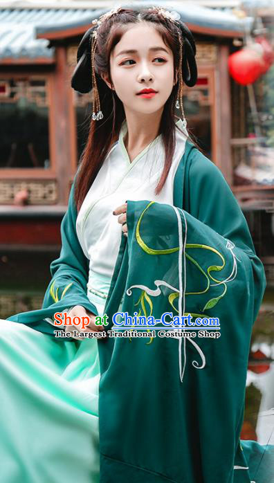 Chinese Ancient Traditional Hanfu Dress Jin Dynasty Swordswomen Embroidered Replica Costume for Women