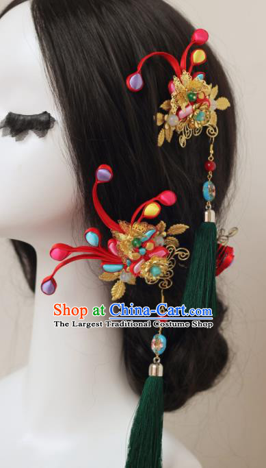 Handmade Chinese Ancient Wedding Tassel Hair Claws Traditional Hair Accessories Headdress for Women
