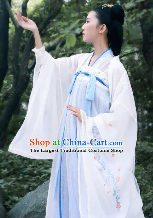 Chinese Traditional Tang Dynasty Imperial Consort Historical Costume Ancient Peri Embroidered Hanfu Dress for Women