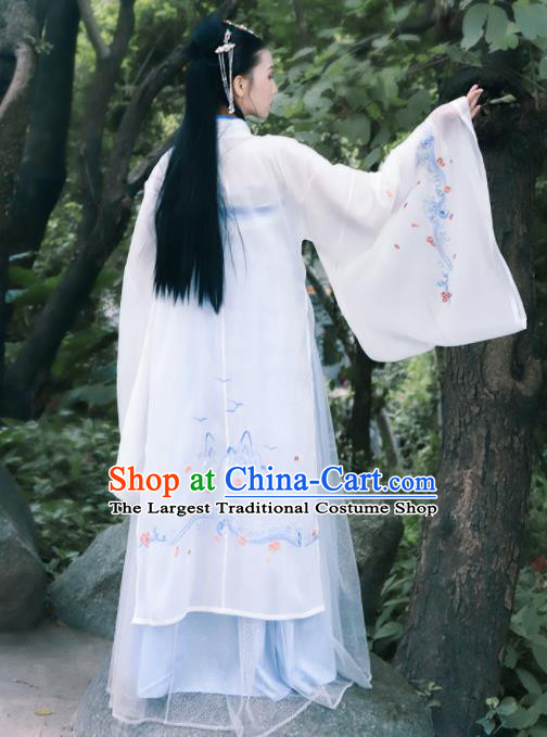 Chinese Traditional Tang Dynasty Imperial Consort Historical Costume Ancient Peri Embroidered Hanfu Dress for Women