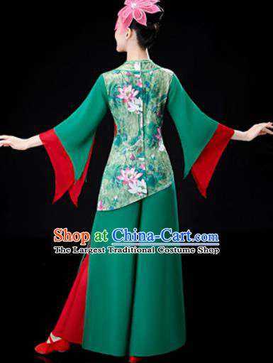 Chinese Traditional Folk Dance Green Clothing Yangko Group Dance Stage Performance Costume for Women