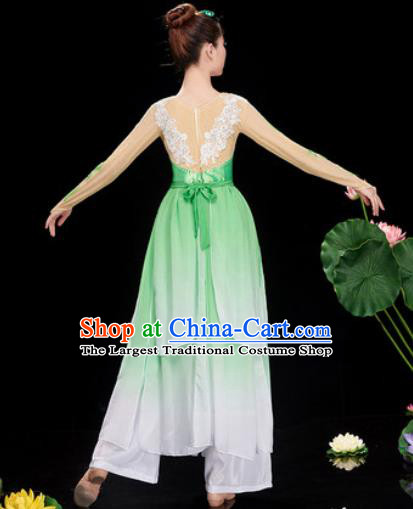 Chinese Traditional Umbrella Dance Jasmine Flower Dance Green Dress Classical Dance Stage Performance Costume for Women