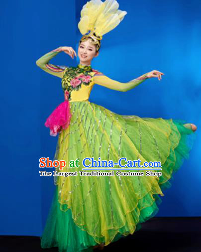 Chinese Traditional Opening Dance Chorus Bubble Dress Modern Dance Stage Performance Costume for Women