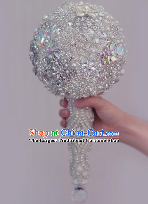 Top Grade Wedding Bridal Bouquet Hand Crystal Ball Tied Bouquet Flowers for Women