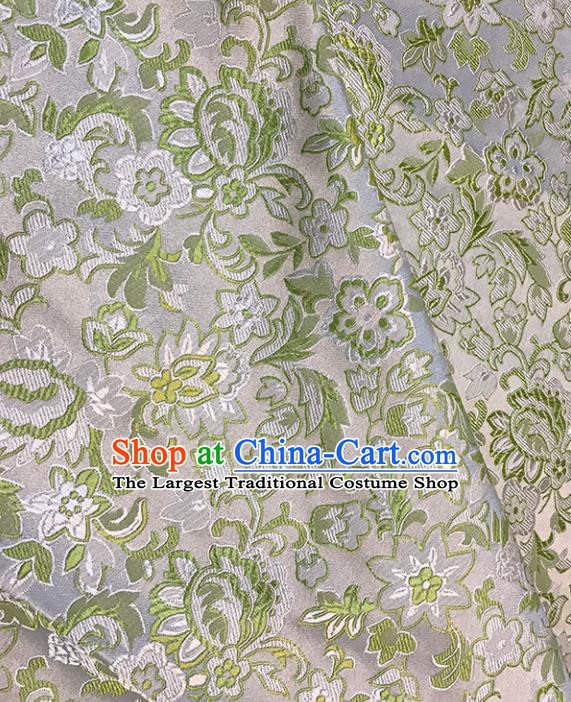 Asian Chinese Royal Flowers Pattern White Brocade Fabric Traditional Silk Fabric Tang Suit Material