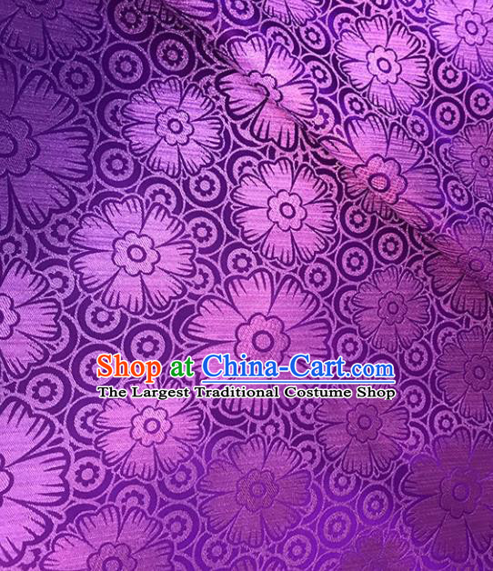 Asian Chinese Royal Flowers Pattern Purple Brocade Fabric Traditional Silk Fabric Tang Suit Material