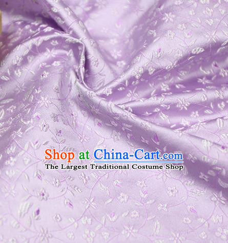Asian Chinese Royal Wheat Flowers Pattern Light Purple Brocade Fabric Traditional Silk Fabric Tang Suit Material