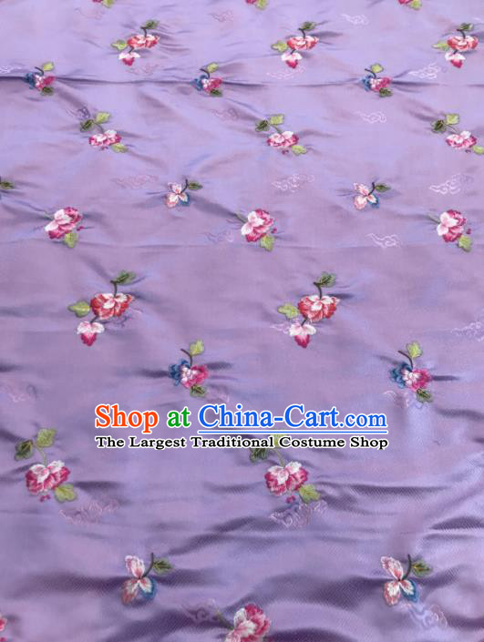 Asian Chinese Embroidered Begonia Flower Pattern Light Purple Brocade Fabric Traditional Cheongsam Silk Fabric Material