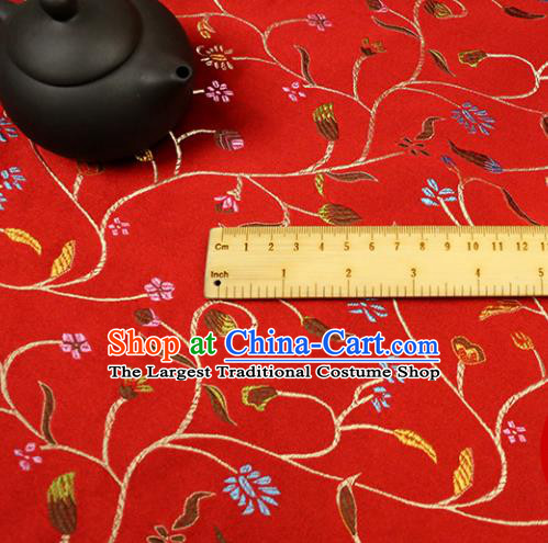 Asian Chinese Royal Pepper Flowers Pattern Red Brocade Fabric Traditional Silk Fabric Tang Suit Material
