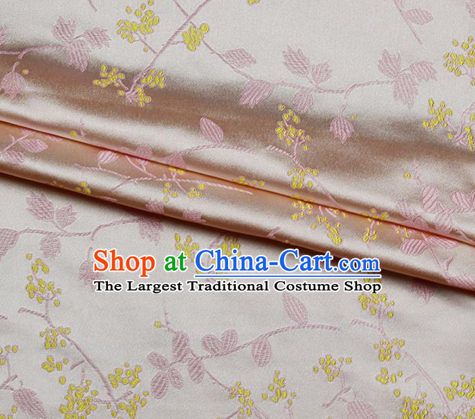 Asian Chinese Royal Wisteria Flowers Pattern Pink Brocade Fabric Traditional Silk Fabric Kimono Material