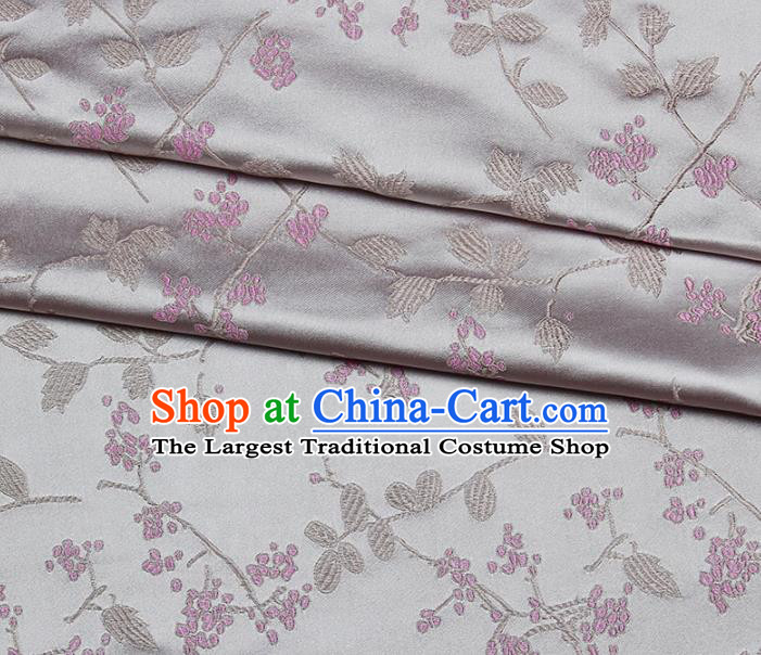 Asian Chinese Royal Wisteria Flowers Pattern Grey Brocade Fabric Traditional Silk Fabric Kimono Material