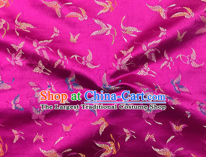 Asian Chinese Royal Embroidery Butterfly Pattern Rosy Brocade Fabric Traditional Silk Fabric Kimono Material