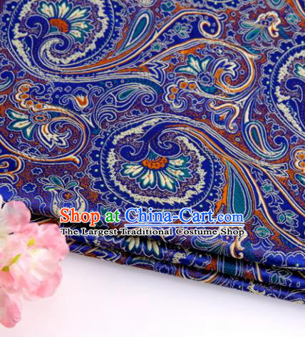 Asian Chinese Traditional Peacock Tail Pattern Royalblue Nanjing Brocade Fabric Tang Suit Silk Material