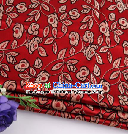 Asian Chinese Traditional Leaf Pattern Red Nanjing Brocade Fabric Tang Suit Silk Material