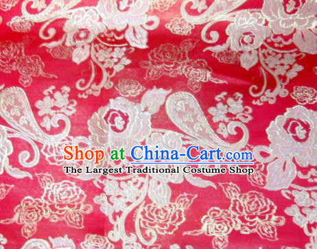 Asian Chinese Traditional Satin Royal Pattern Red Brocade Fabric Tang Suit Silk Material