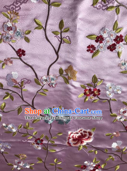 Asian Chinese Suzhou Embroidered Flowers Pattern Pink Silk Fabric Material Traditional Cheongsam Brocade Fabric