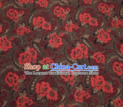 Asian Chinese Traditional Royal Lily Flowers Pattern Black Brocade Fabric Tang Suit Silk Fabric Material