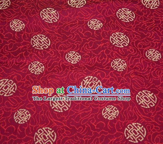 Asian Chinese Traditional Royal Longevity Pattern Wine Red Brocade Fabric Tang Suit Silk Fabric Material