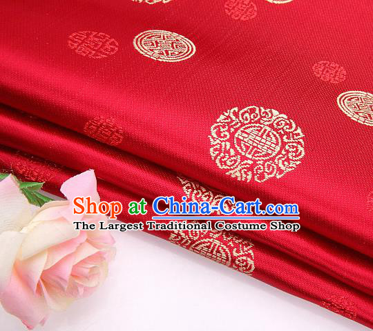 Asian Chinese Traditional Round Pattern Brocade Fabric Tang Suit Red Silk Fabric Material
