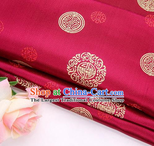 Asian Chinese Traditional Round Pattern Wine Red Brocade Fabric Tang Suit Silk Material