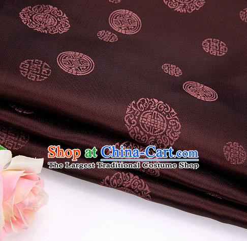 Asian Chinese Traditional Round Pattern Coffee Brocade Fabric Tang Suit Silk Material