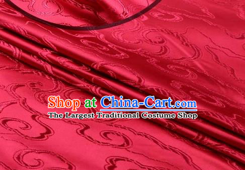 Asian Chinese Traditional Royal Auspicious Clouds Pattern Wine Red Brocade Fabric Tang Suit Silk Fabric Material