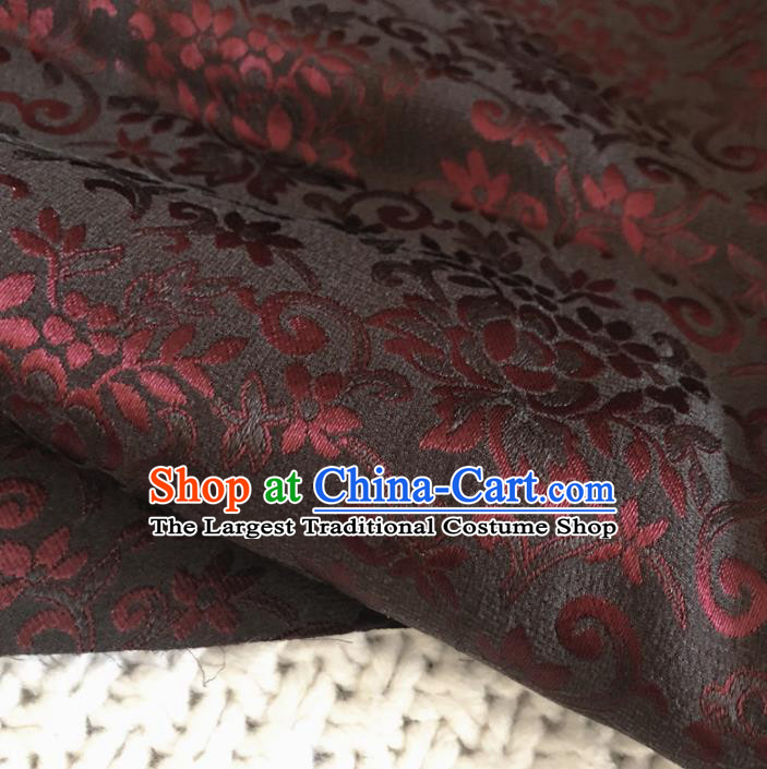 Asian Chinese Classical Flowers Design Pattern Black Brocade Traditional Cheongsam Satin Fabric Tang Suit Silk Material