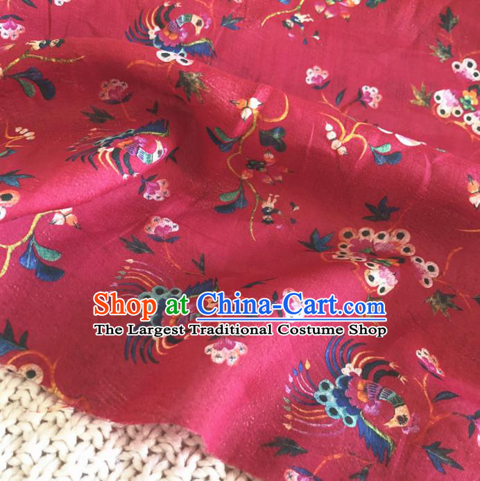 Asian Chinese Classical Design Pattern Red Brocade Traditional Cheongsam Satin Fabric Tang Suit Silk Material
