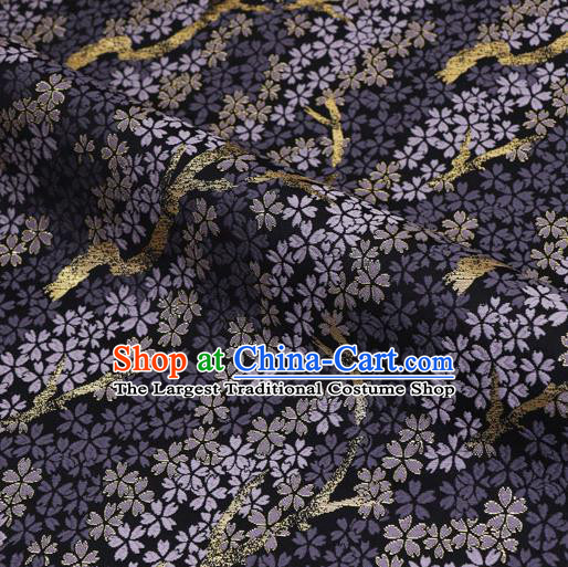 Asian Traditional Classical Sakura Pattern Nishijin Purple Brocade Fabric Japanese Kimono Satin Silk Material