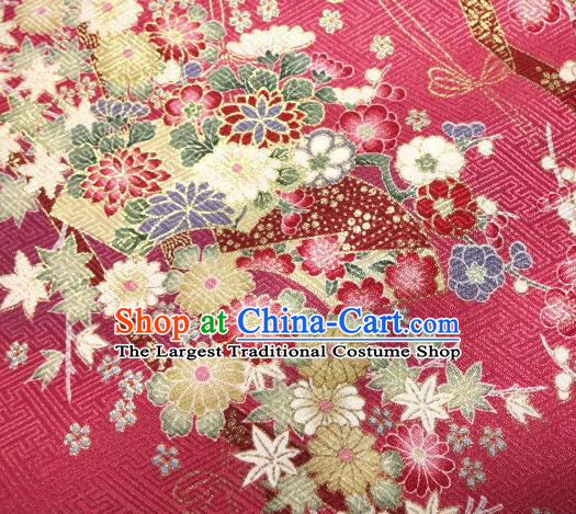 Asian Traditional Kimono Classical Sakura Pattern Rosy Nishijin Brocade Tapestry Satin Fabric Japanese Silk Material