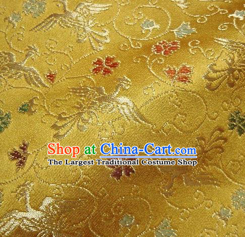 Asian Traditional Baldachin Classical Phoenix Pattern Golden Brocade Fabric Japanese Kimono Tapestry Satin Silk Material