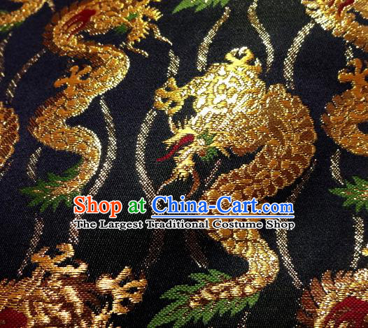 Asian Traditional Baldachin Classical Golden Dragons Pattern Brocade Fabric Japanese Kimono Tapestry Satin Silk Material