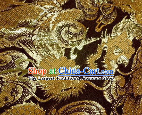 Asian Japanese Traditional Brocade Fabric Classical Golden Dragons Pattern Baldachin Kimono Tapestry Satin Silk Material