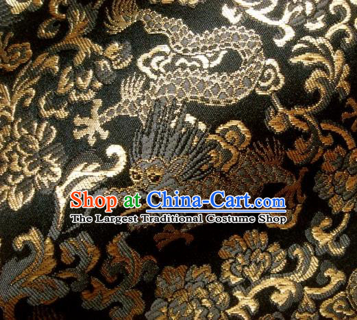 Asian Japanese Traditional Kimono Tapestry Satin Brocade Fabric Classical Dragons Pattern Baldachin Silk Material